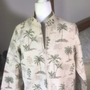 Preswick & Moore Tropical Palm Trees Hawaiian Jacket Size Medium
